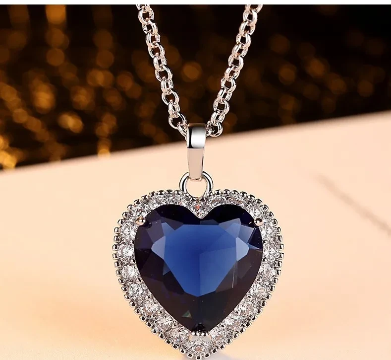 Classic Titanic Ocean Heart Pendant Necklace