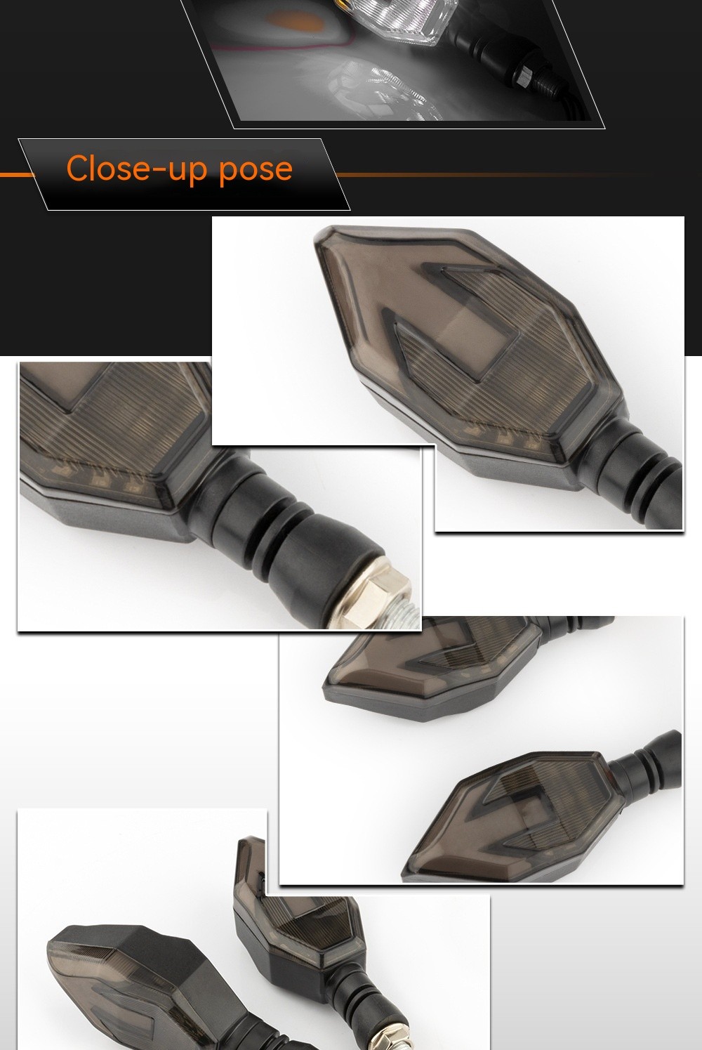 Motorcycle Arrow-shaped Light Guide Two-color LED Turn Signal Daytime Running Lamp