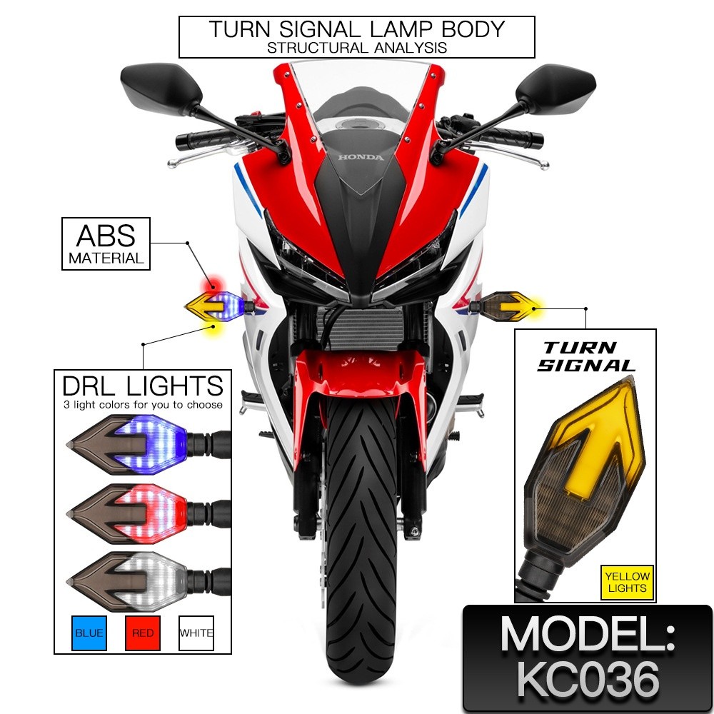 Motorcycle Arrow-shaped Light Guide Two-color LED Turn Signal Daytime Running Lamp
