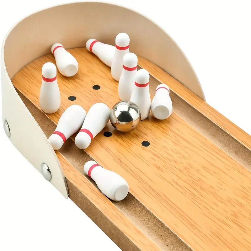 10-Pin Wooden Mini Tabletop Bowling Game Set