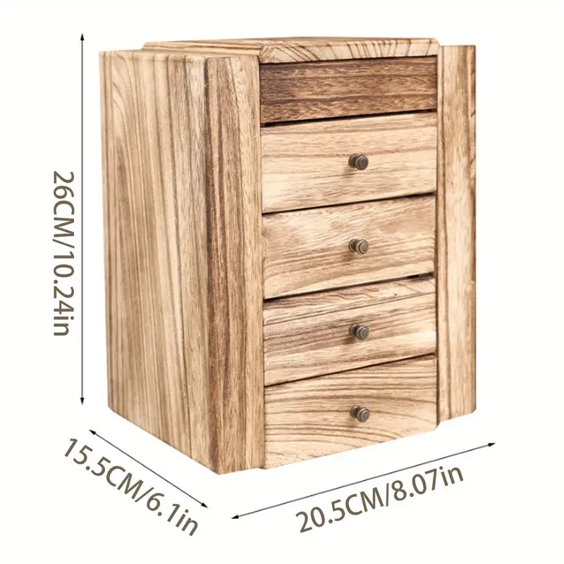 5-Layer OTCRAFT Rustic Wooden Jewelry Box