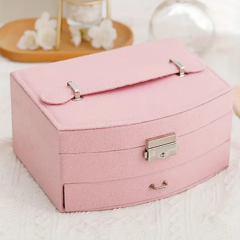 Vintage-Inspired Jewelry Organizer Box with Key Lock