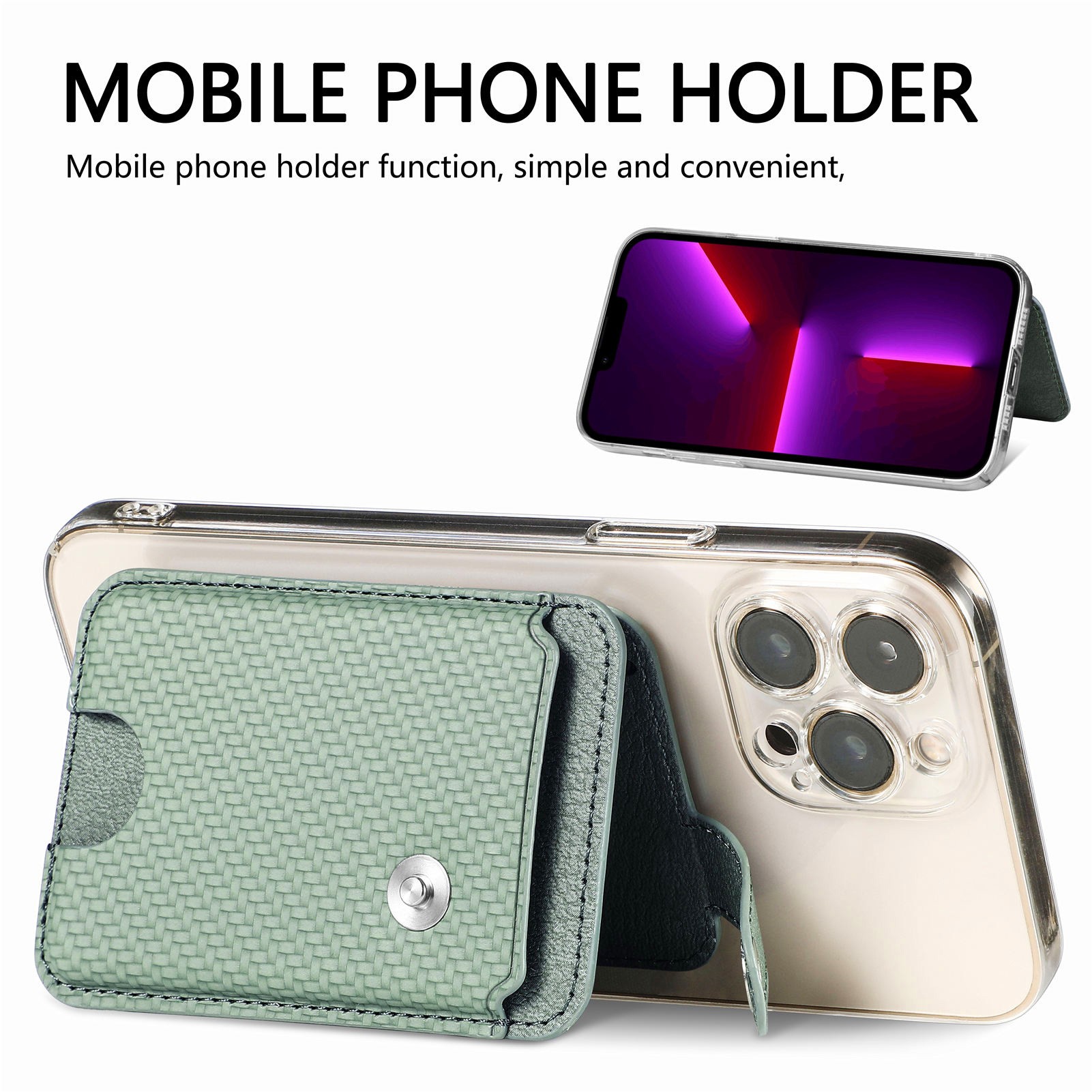 Universal Phone Stick On Card Holder - Multifunctional Magnetic Closure Phone Mount Wallet