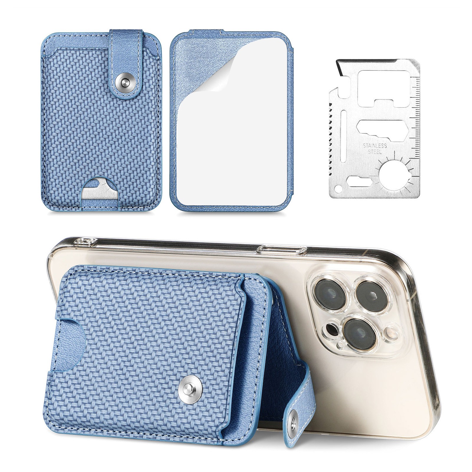 Universal Phone Stick On Card Holder - Multifunctional Magnetic Closure Phone Mount Wallet