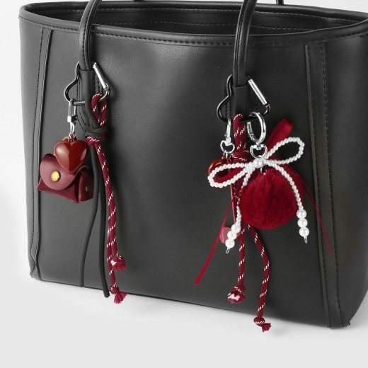 Fashion Sweet Beautiful Cool Fur Ball Bow Love Heart Pouch Keychain