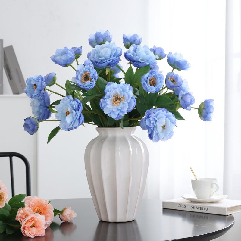 High-Quality Silk Peony Simulation Flowers - Artificial Bouquets for Indoor Living Room and Table Decoration