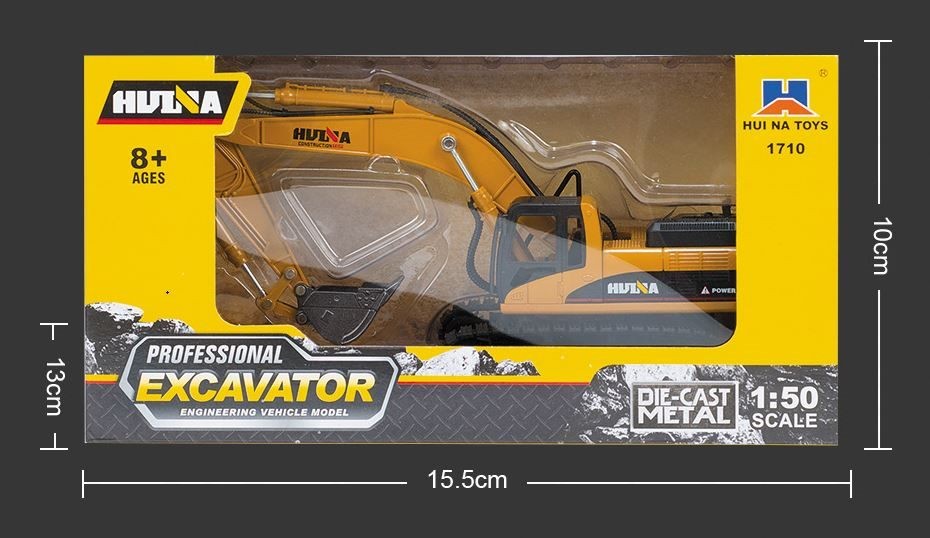 Die-cast Digger Excavator, HUINA 1:50, Die-cast Metal Excavator Model