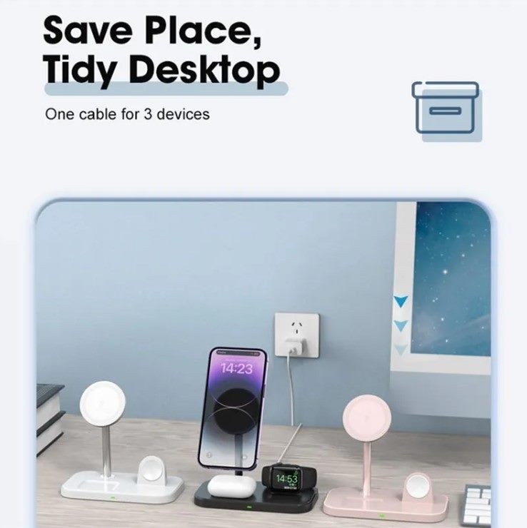 3 in 1 Magsafe fast Charger for iPhone, Watch and Airpods.