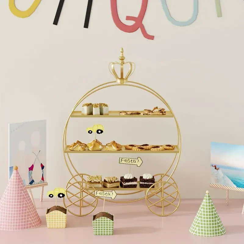 Golden European Style Crown Dessert Table Display Stand
