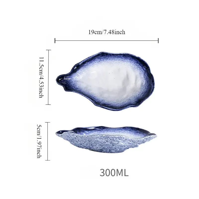 2pcs Oyster Shell Shaped Ceramic Dessert Plates