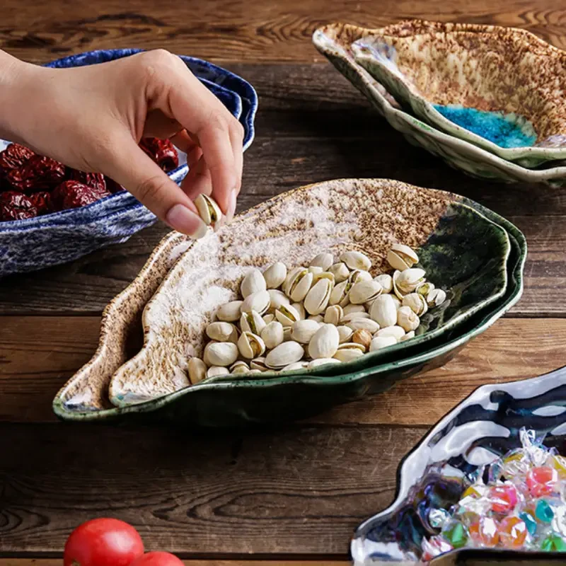 2pcs Oyster Shell Shaped Ceramic Dessert Plates