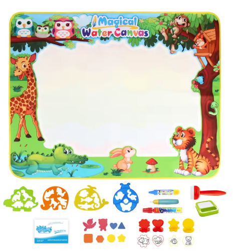 Coolplay Water Doodle Mat Coloring Drawing Mat with Reusable Magic Pens Montessori Painting Board Educational Toys Kids Gifts