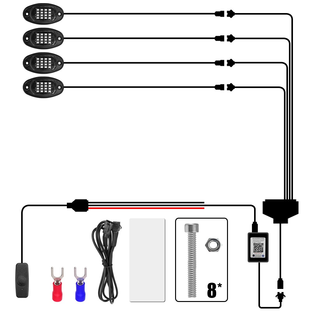 RGB LED Rock Lights 4/6/8 in 1 Car Chassis Light for Jeep