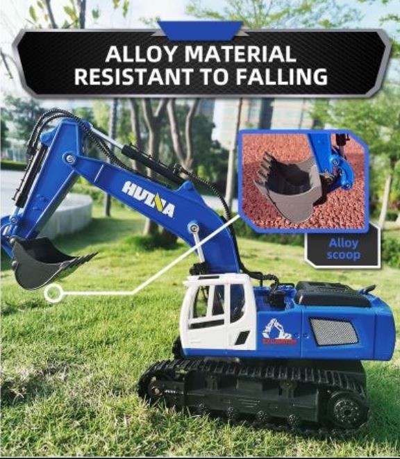 RC excavator Digger, HUINA 1558, 2.4G, 1:18, Alloy, Rechargeable, 11CH.