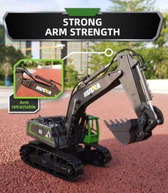 RC excavator Digger, HUINA 1558, 2.4G, 1:18, Alloy, Rechargeable, 11CH.