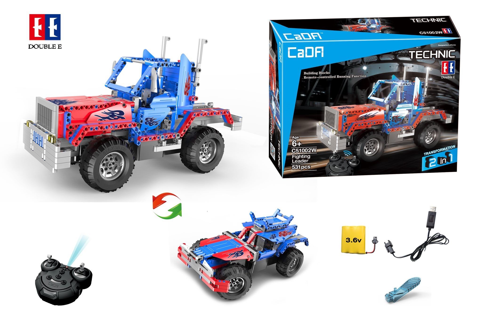 RC Car, Building blocks,Optimus Prime,2 in 1, Rechargeable, 531 blocks.