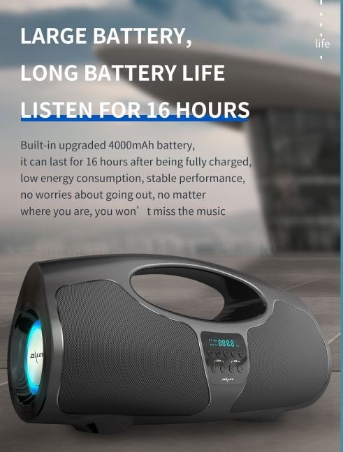 Bluetooth speaker, Zealot P1, 40W Loud Speaker,8000mAh, With Wire Microphone,