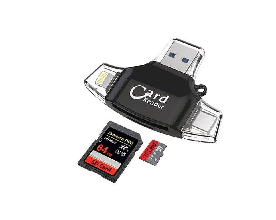 Card Reader, 4 In 1 Adapter Trail Viewer for phone, Computer and Camera etc.