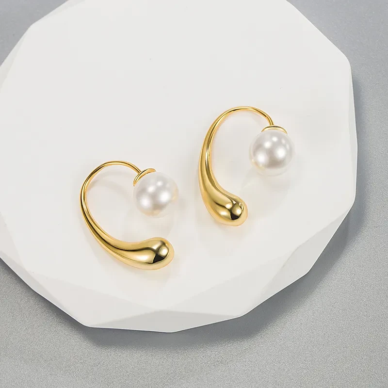 Premium Niche Design Unique Drop Pearl Ear Hooks