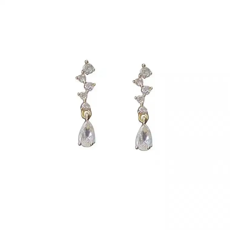 Korean French Broken Diamond Water Drop Pendant