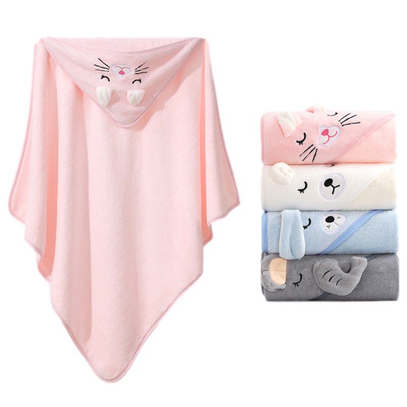 Cartoon Animal Baby Bath Towels  Soft Newborn Hooded Towel Blanket, Toddler Bathrobe