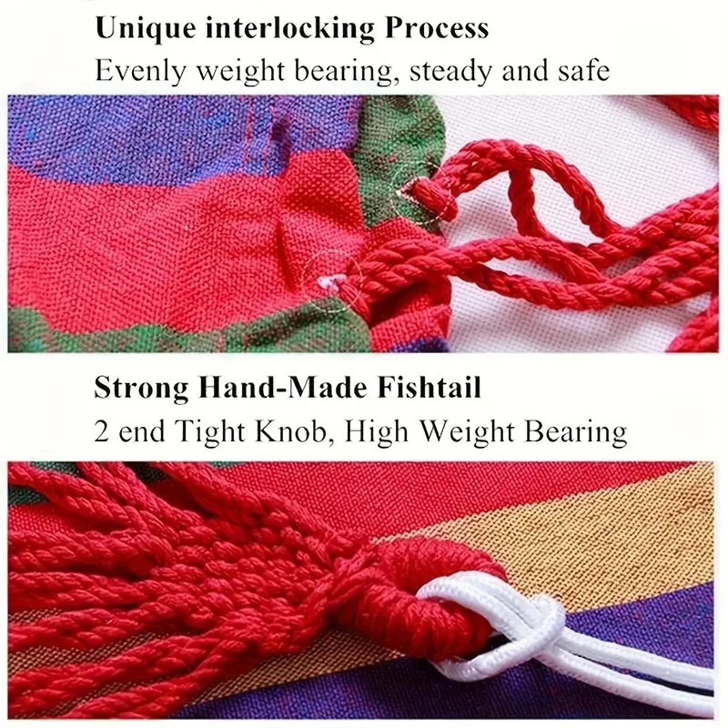 Colorful Striped Canvas Hammock Chair  Durable Indoor/Outdoor Camping Swing Seat