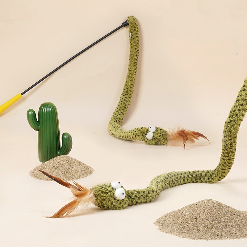 Snake Cat Teasing Stick Cat Toy Cat Teasing Artifact Cat Cat Supplies Self-hi To Relieve Boredom Feather Long Pole