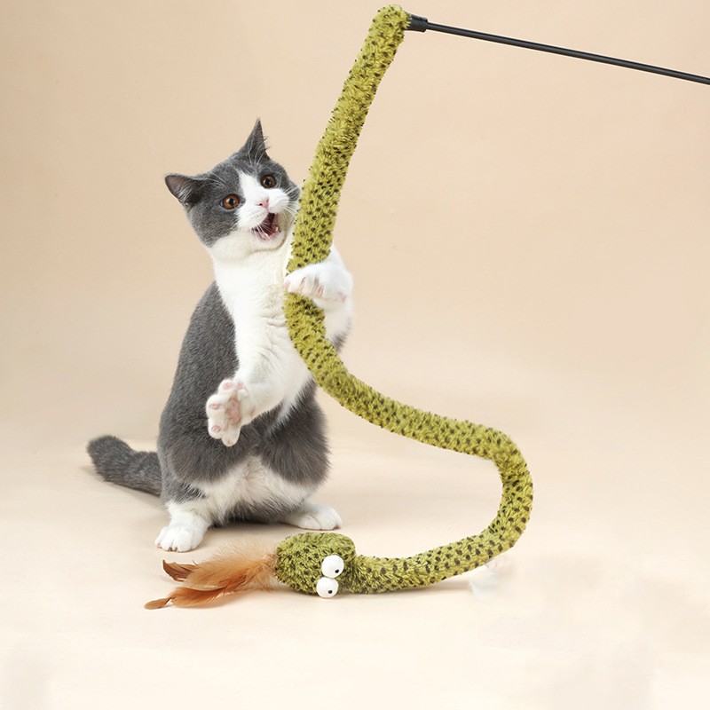 Snake Cat Teasing Stick Cat Toy Cat Teasing Artifact Cat Cat Supplies Self-hi To Relieve Boredom Feather Long Pole