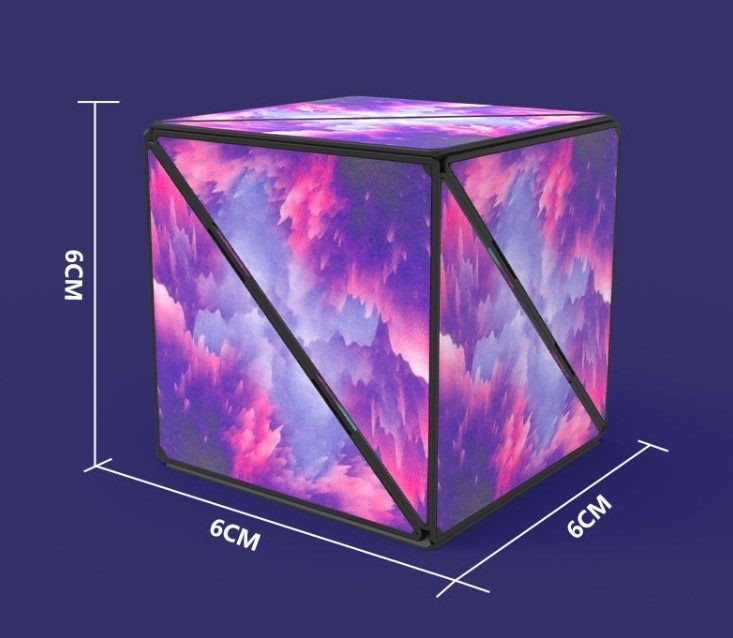 3D Magic Cube Puzzle Shape Shifting Box Magnetic Fidget Toy, Purple.