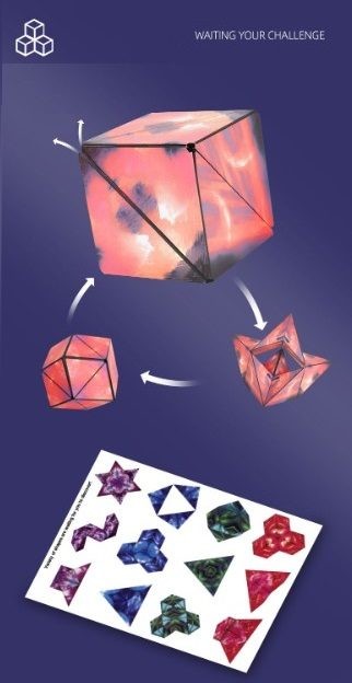 3D Magic Cube Puzzle Shape Shifting Box Magnetic Fidget Toy, Purple.