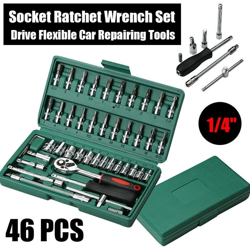 46pcs Ratchet Metric Socket Wrench Set