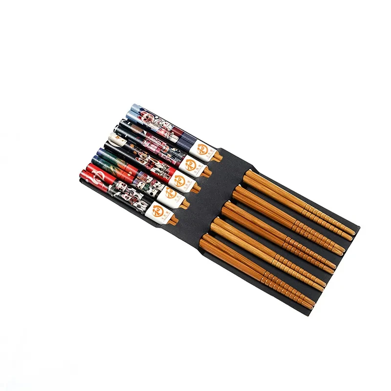 Cartoon Cute Bamboo Chopsticks Five Pairs Set Gift Box Chopsticks