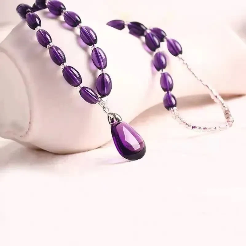 Amethyst Water Drop Pendant Necklace