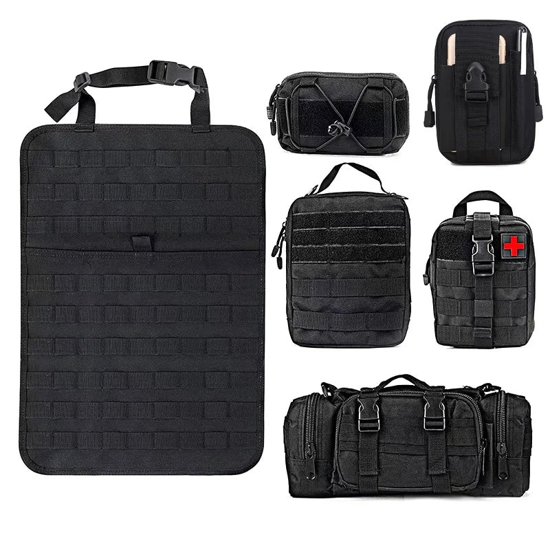 Tactical Backseat Car Organizer + 5 Molle Pouches
