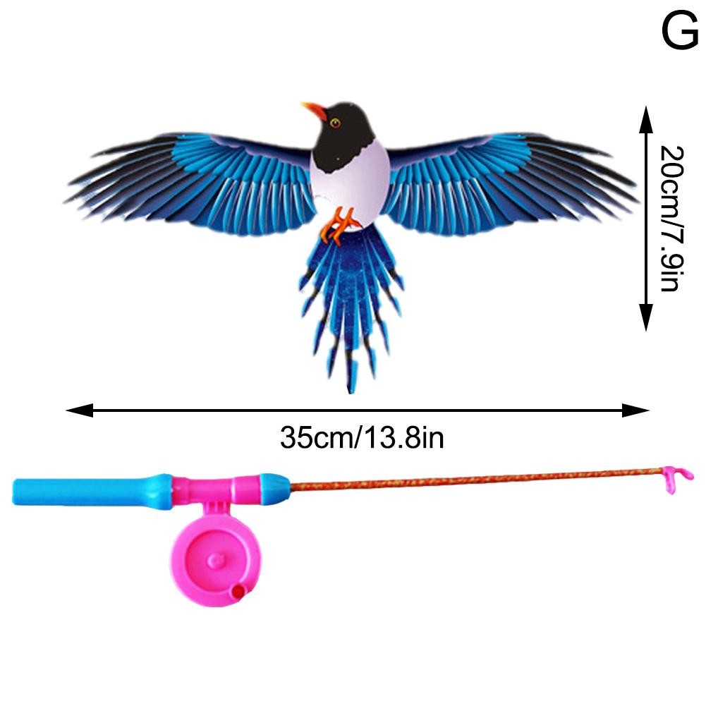 Childrens Kite Toy  Cartoon Eagle & Butterfly Foldable Mini Kite with Hand Brake & Fishing Rod