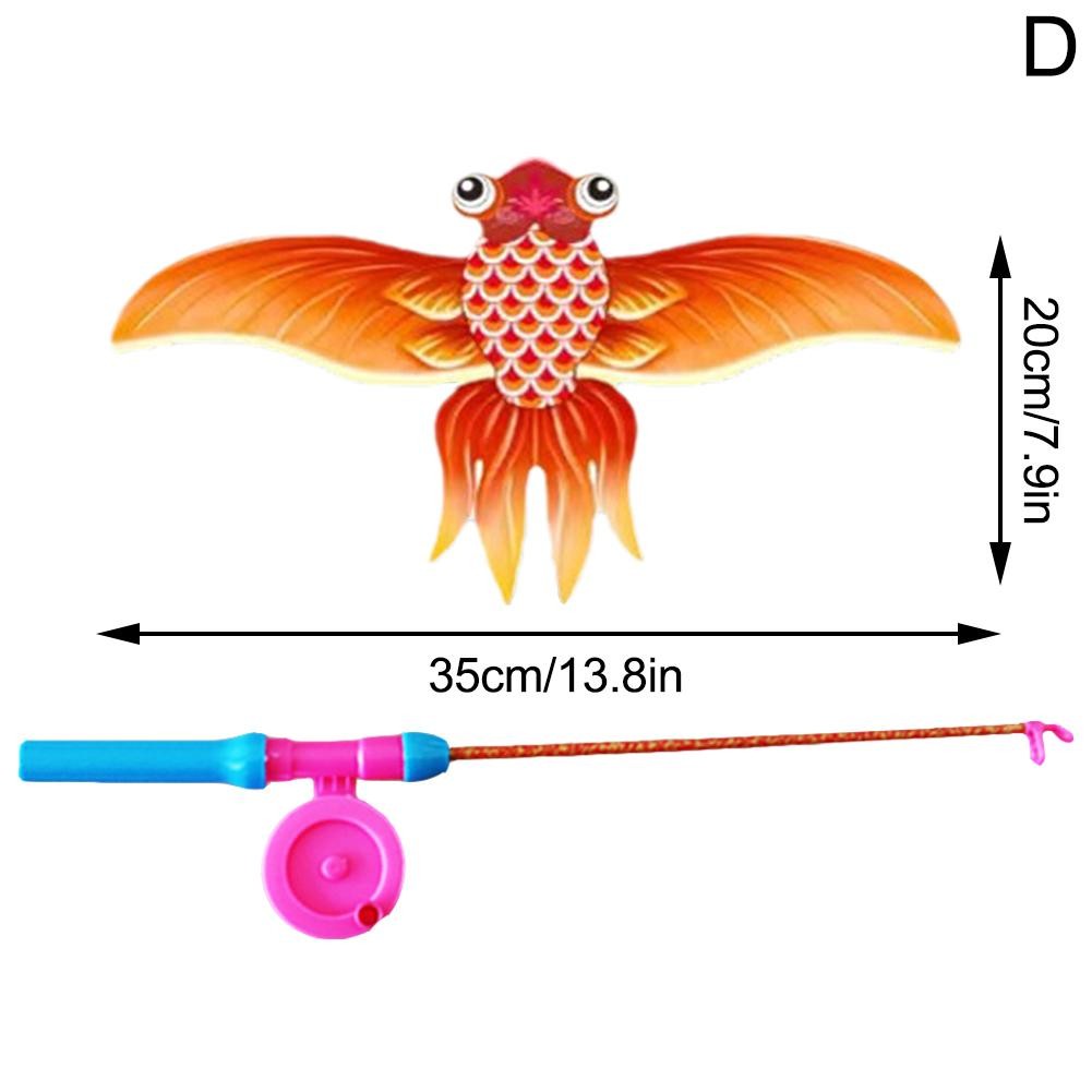 Childrens Kite Toy  Cartoon Eagle & Butterfly Foldable Mini Kite with Hand Brake & Fishing Rod