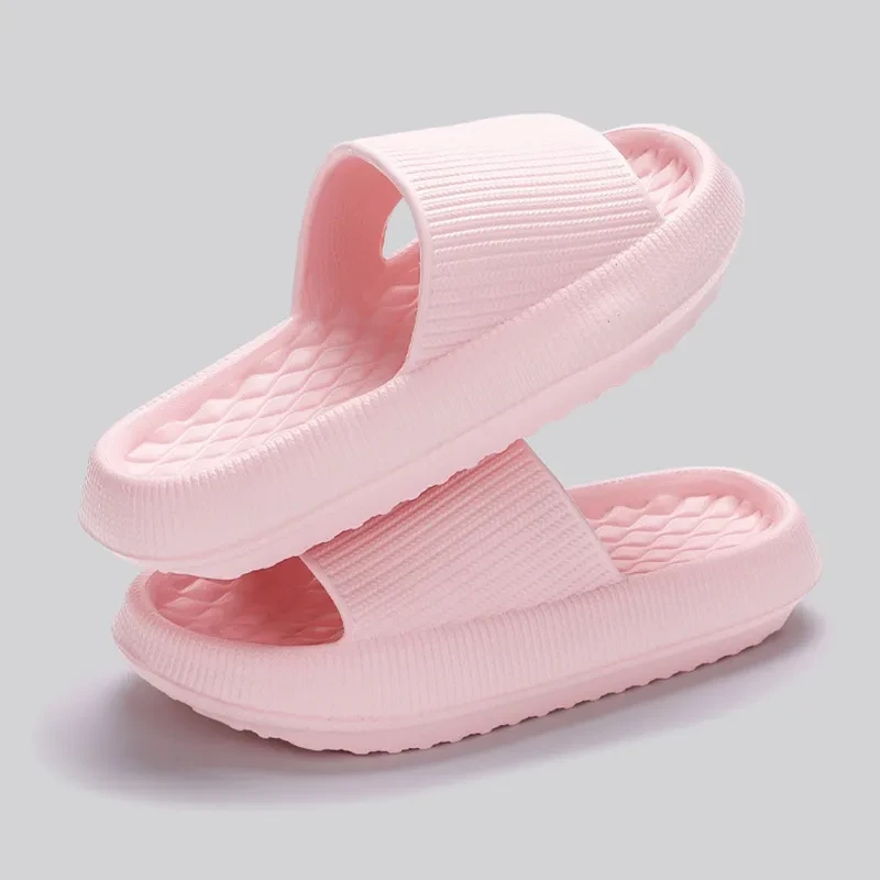 Summer EVA Slippers Solid Color Rhombus Stripe Anti-slip Slippers New Women's Home Shoes