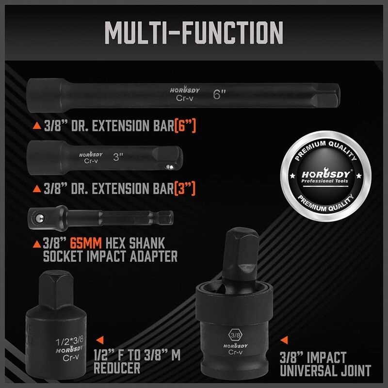 Impact Socket 3/8" Drive Impact Socket SAE & Metric HORUSDY