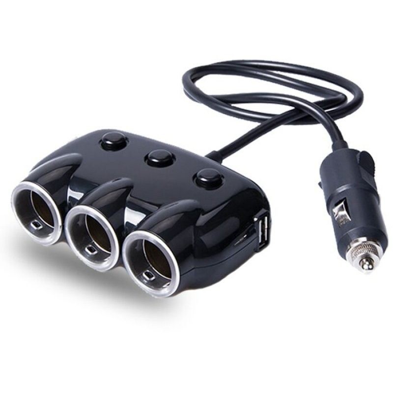 3 Way Car Charger Cigarette Lighter Socket