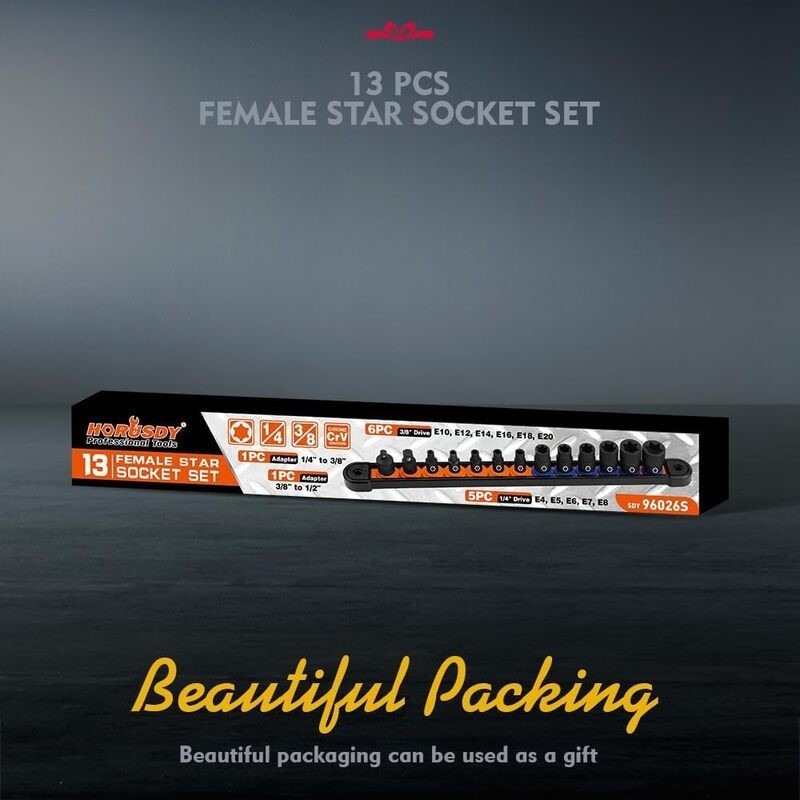 Female E Torx Star Socket Set E4 - E20 Torque
