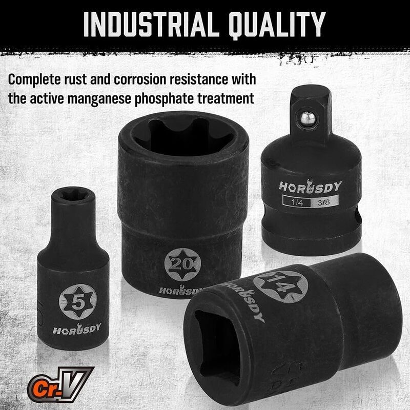 Female E Torx Star Socket Set E4 - E20 Torque