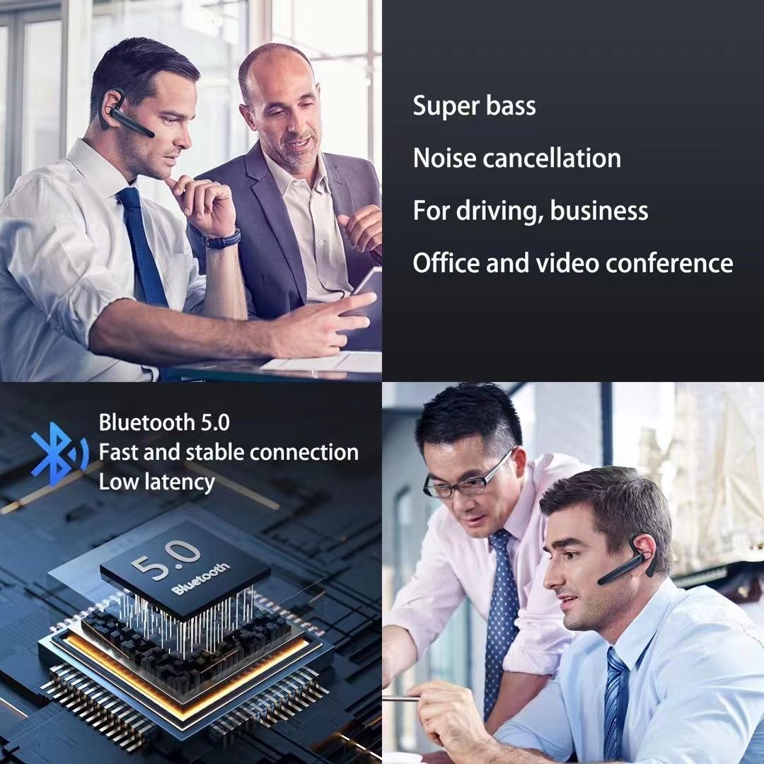 Wireless Earhook Earphone with Dual Microphones