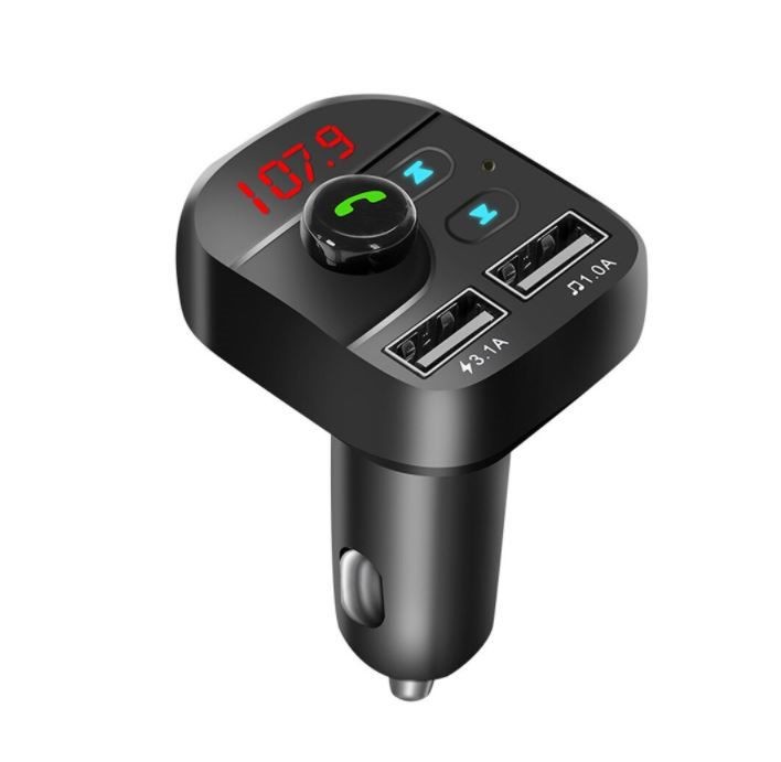 Wireless Bluetooth Handsfree Car Kit FM Transmitter with Dual USB Charger