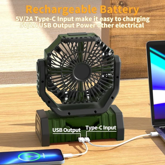 Portable Camping Fan Rechargeable