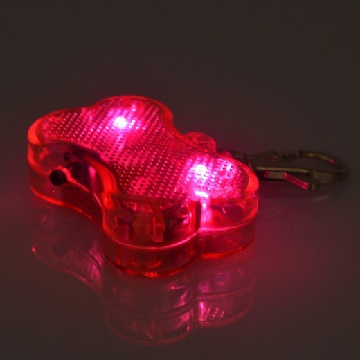 New LED Dog Bone Shape ID Tag Pet Safety Collar Pendant