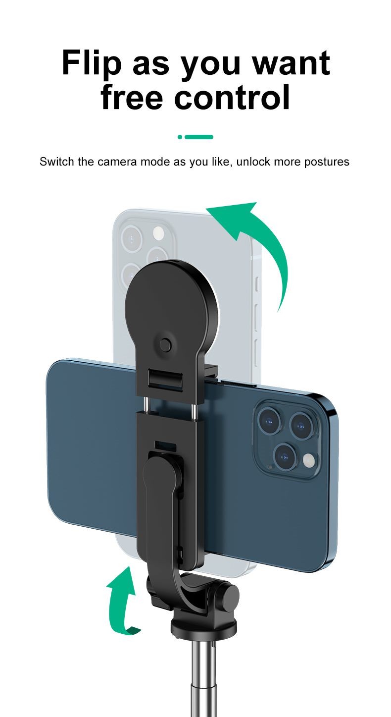 Selfie Stick with Light, Bluetooth Button.