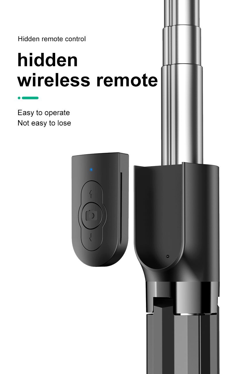 Selfie Stick with Light, Bluetooth Button.