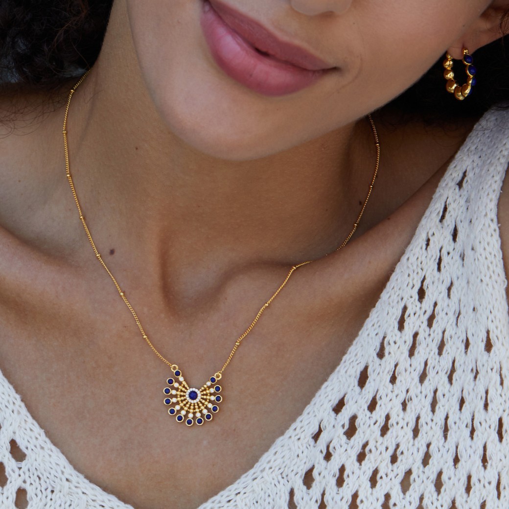 Silver Natural Lapis Lazuli South Red Necklace