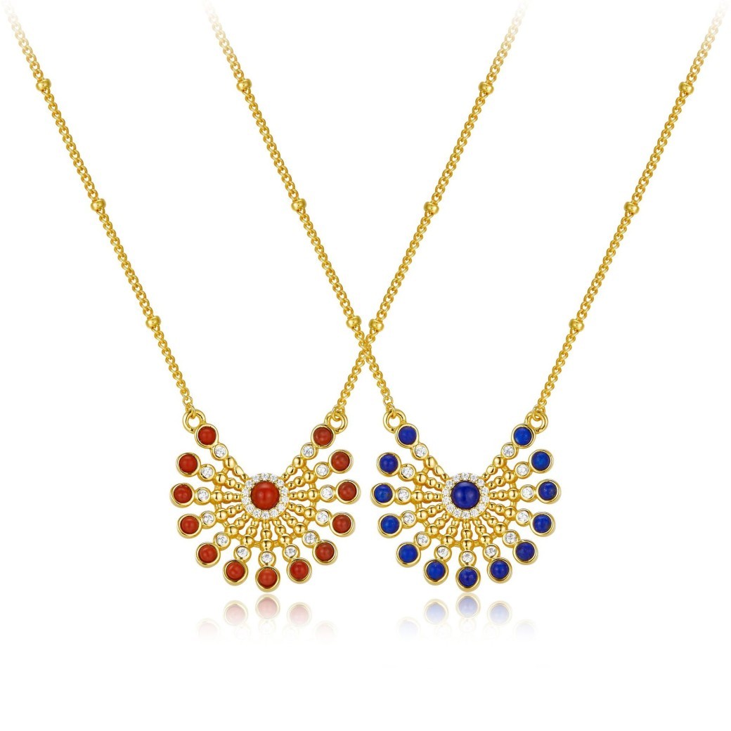 Silver Natural Lapis Lazuli South Red Necklace