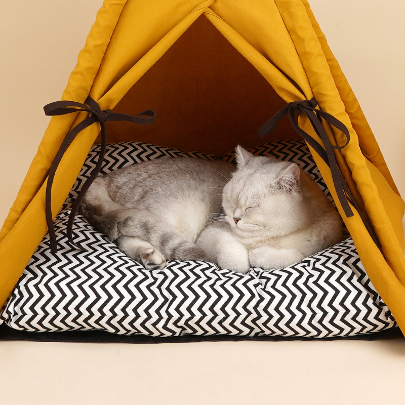 Sunset Yellow Cat Nest Pet Tent Semi-enclosed Four Seasons Universal Removable And Washable Cat Supplies